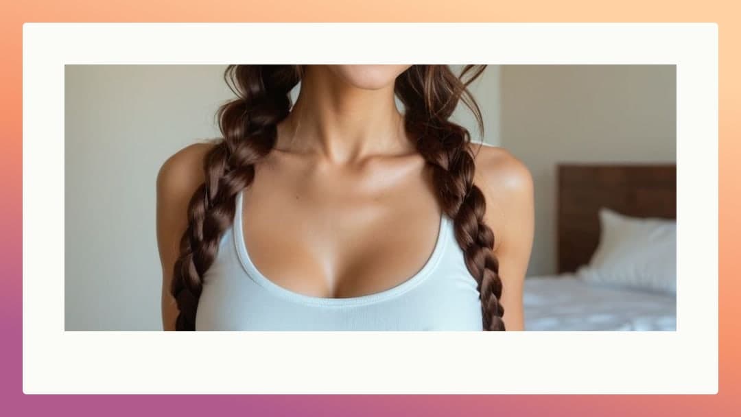 Curvy ebony cleavage in white tank