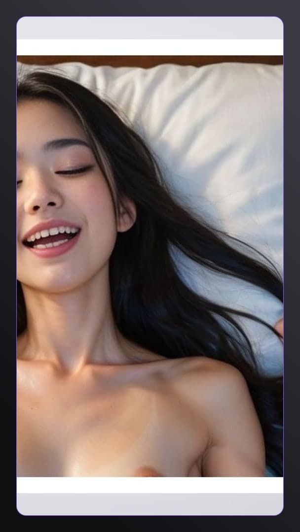 Nude in bed with eyes closed