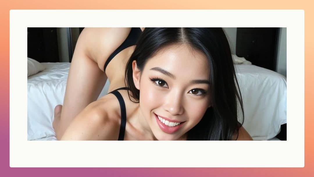 College Asian selfie on all fours