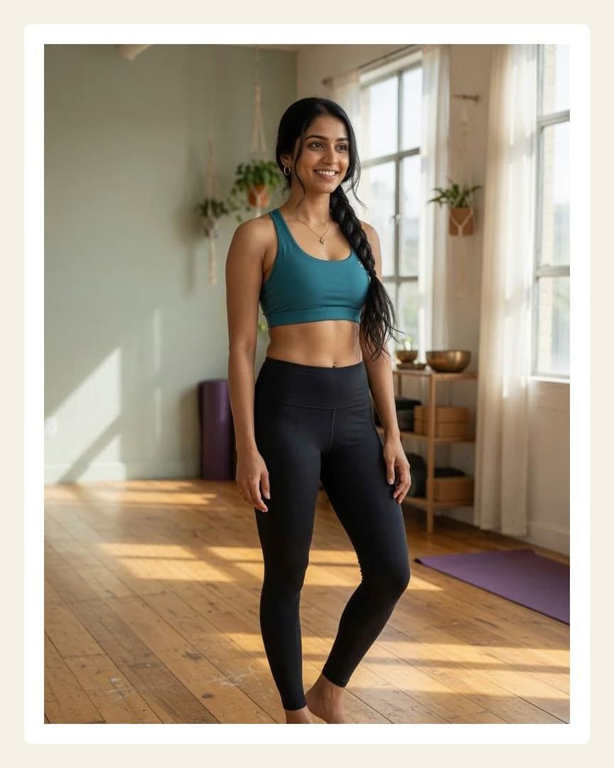 Young adult Asian in yoga studio