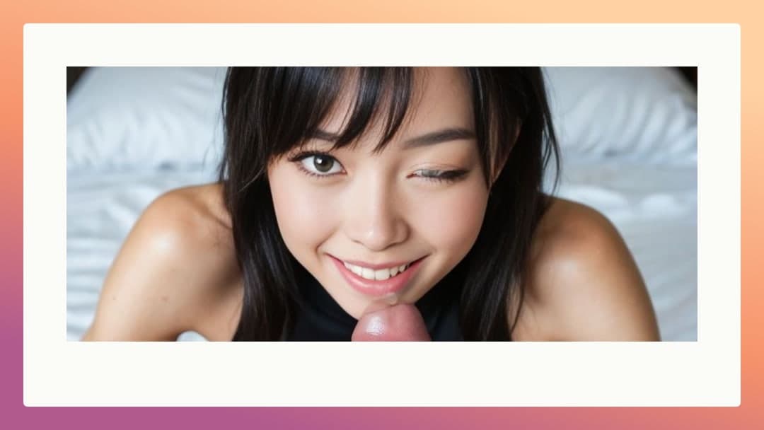 POV blowjob on white sheets