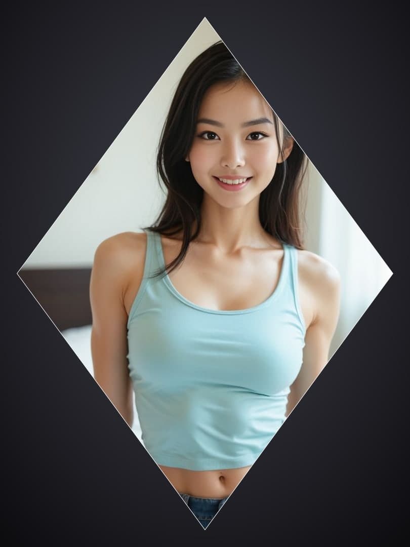 Athletic Asian cleavage in tank top