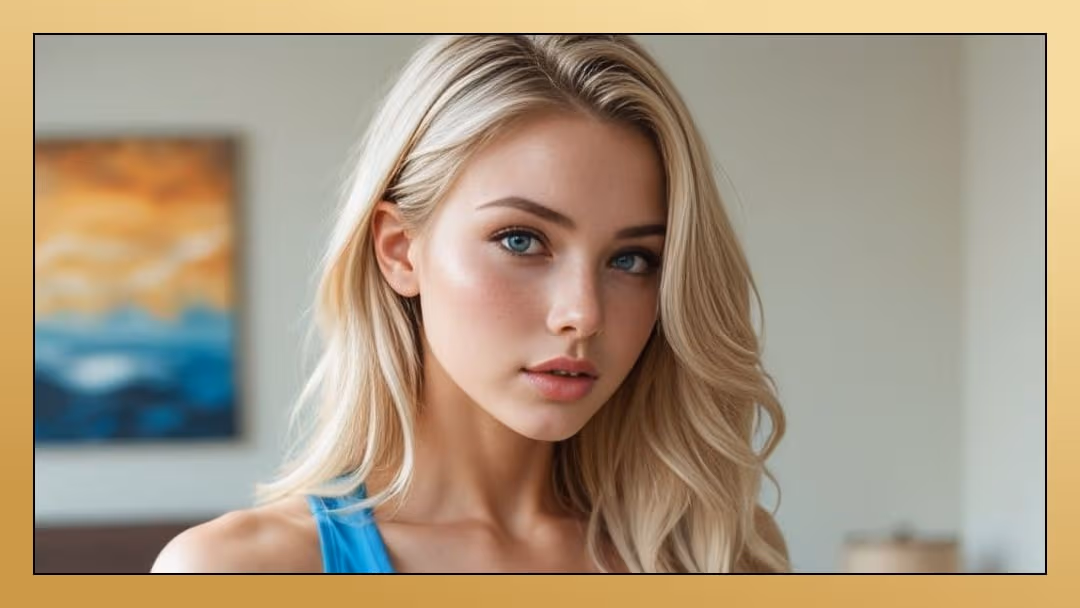 Young adult blonde portrait indoors