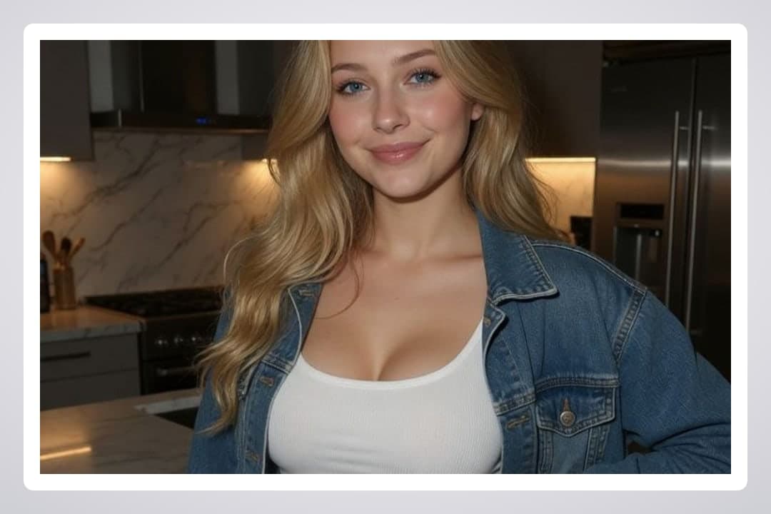 College blonde kitchen selfie