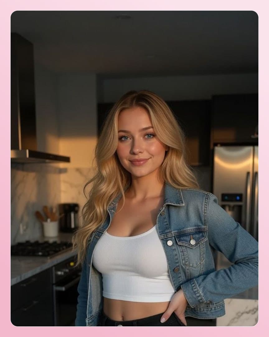 Blonde in kitchen crop top