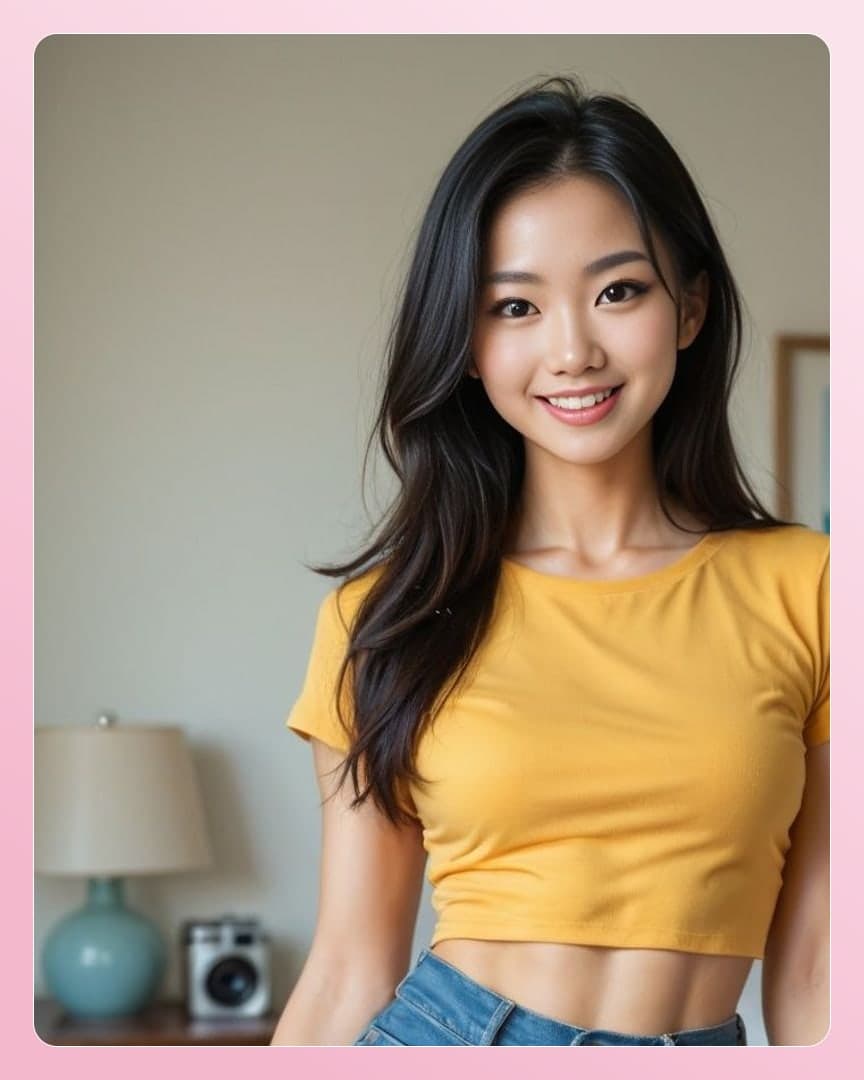 Crop top portrait in bedroom