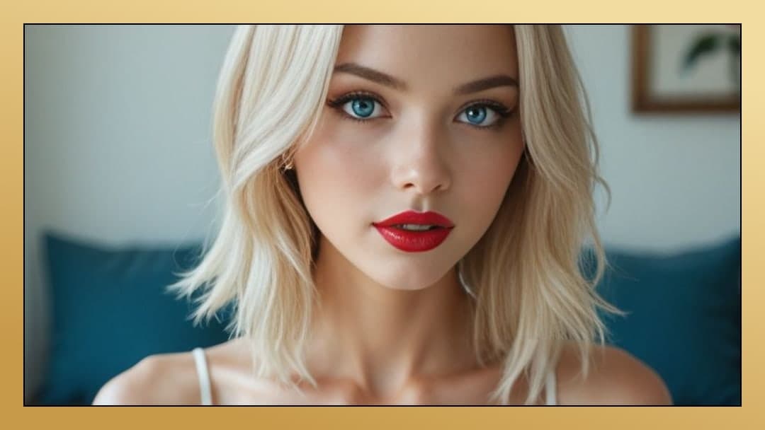 Early 20s platinum blonde close-up