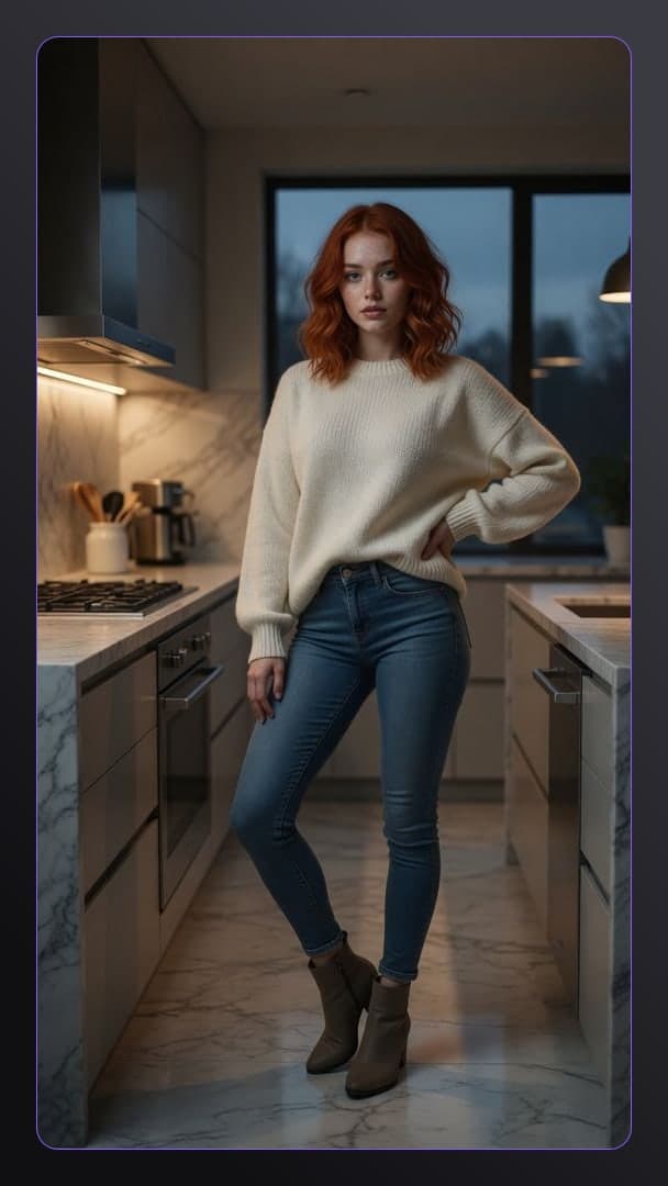 Slim redhead full body kitchen jeans