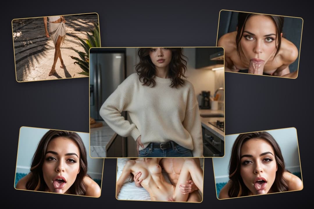 Kitchen sweater jeans pose