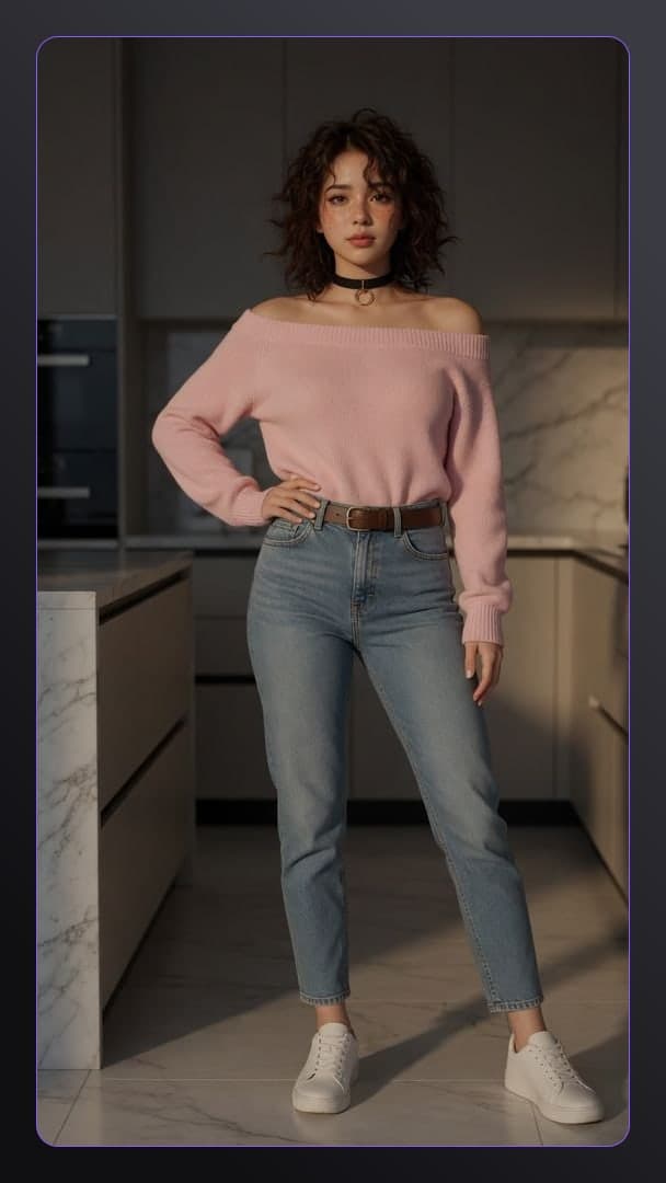 Kitchen full body pink sweater