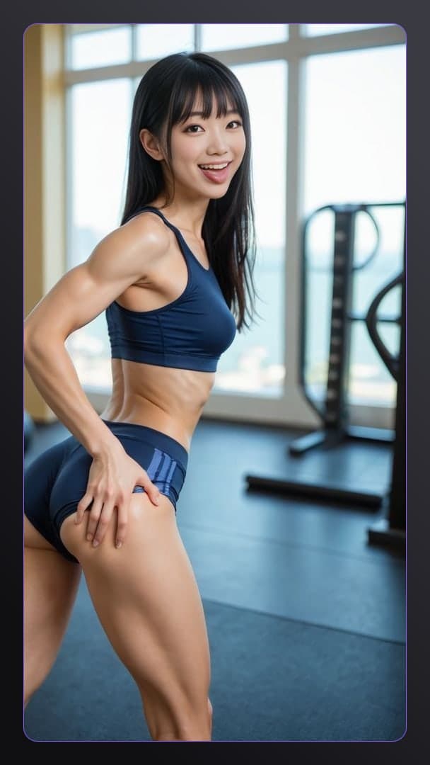 Gym tongue out sports bra pose