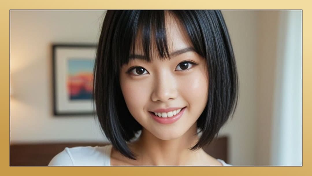 Young Asian selfie in bedroom