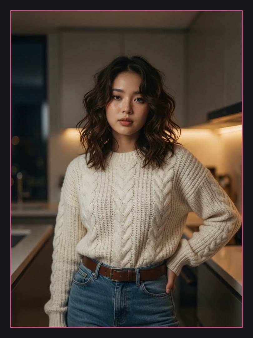 Young adult Asian kitchen portrait