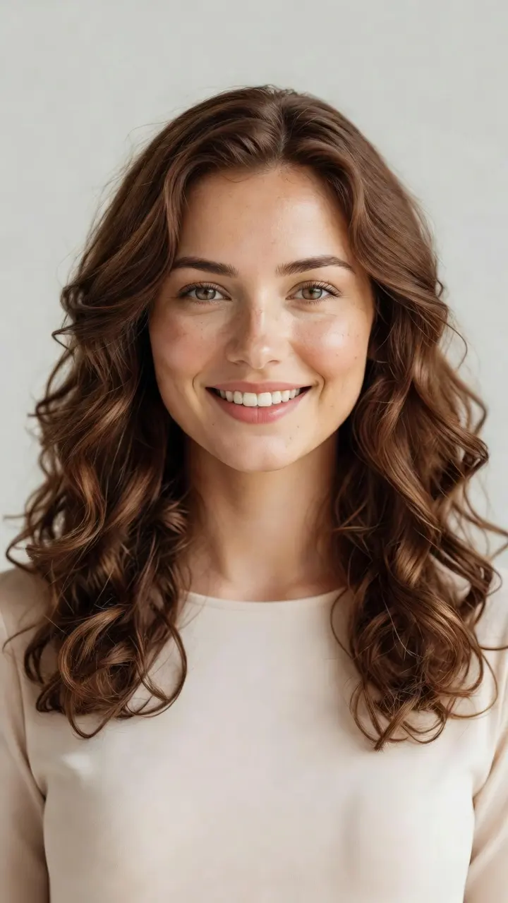 Green eyed brunette close-up smile