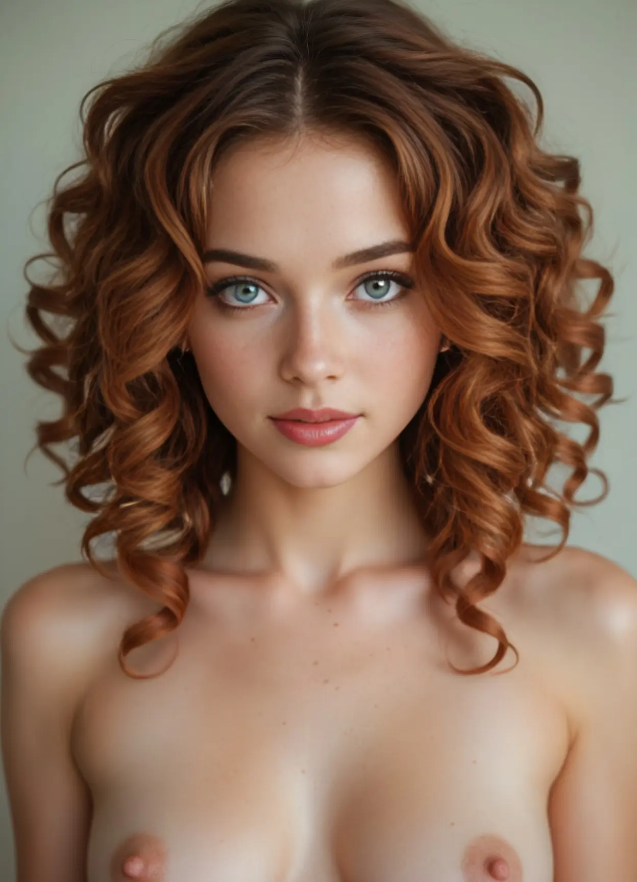 Topless close-up portrait in studio