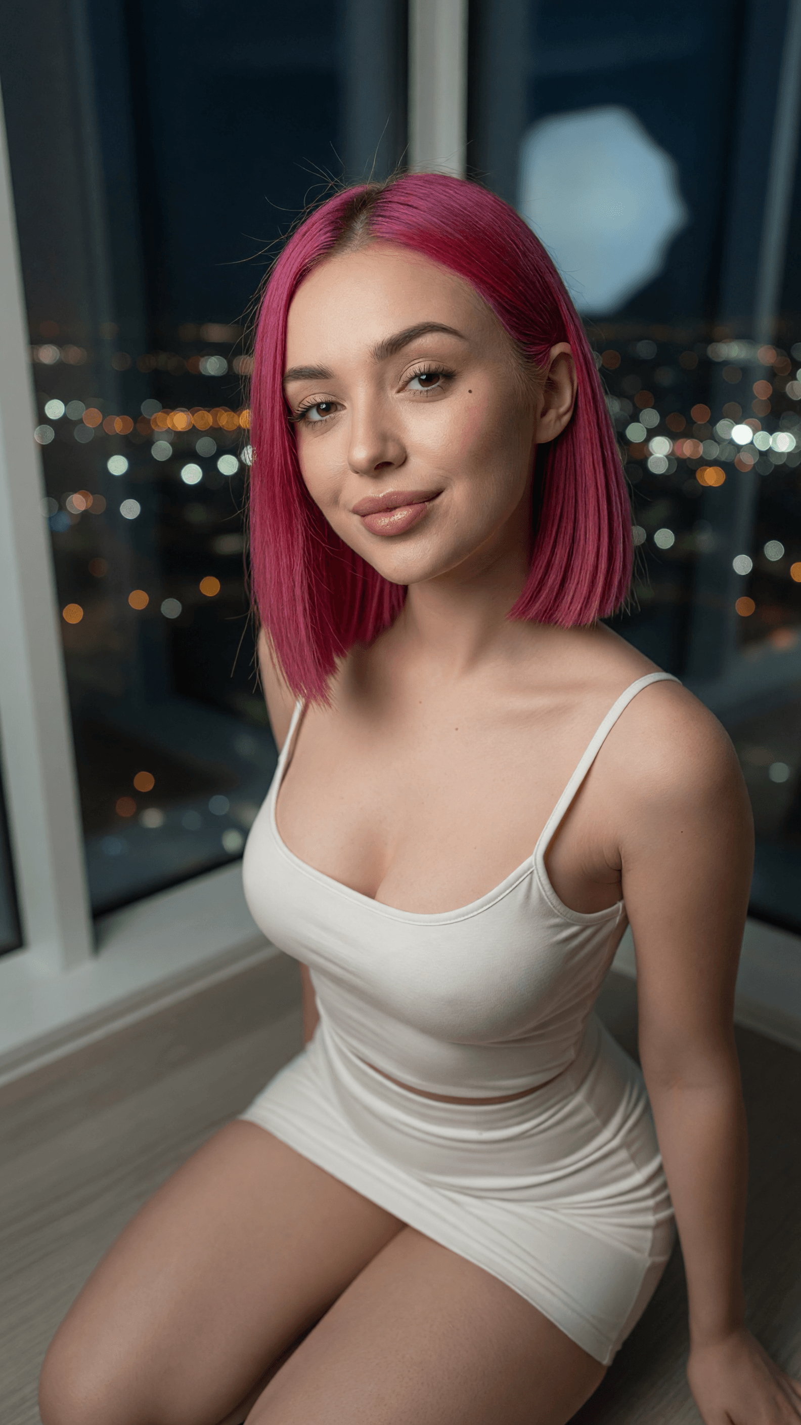 Pink bob on office floor