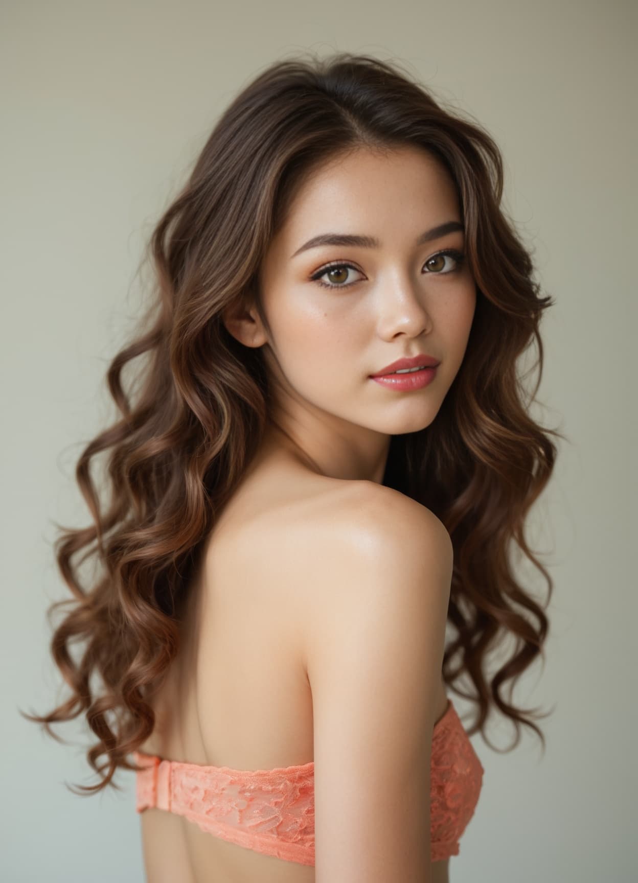 Petite 23 year old in coral lace