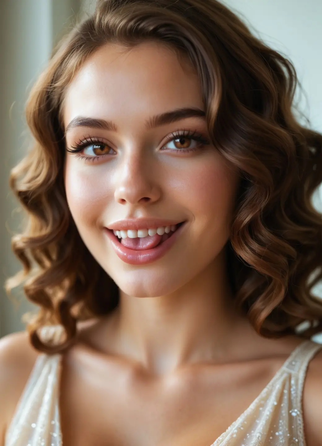 Early 20s playful selfie close-up