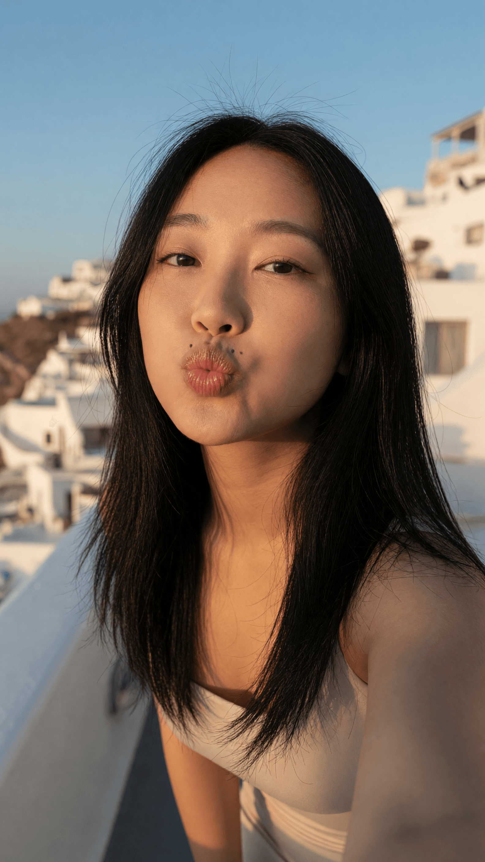 Slim Asian curves balcony selfie