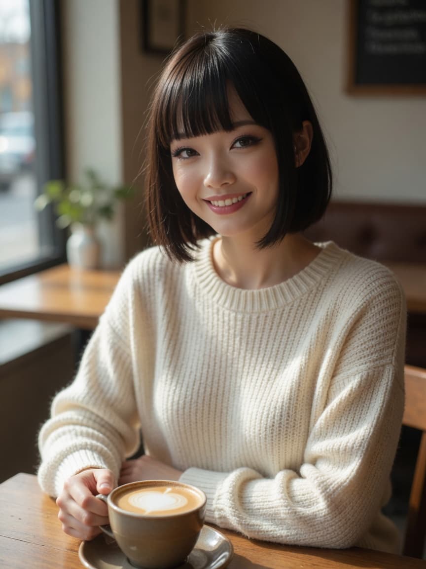 Aiko Nakamura Cafe Latte Cream Sweater Smile