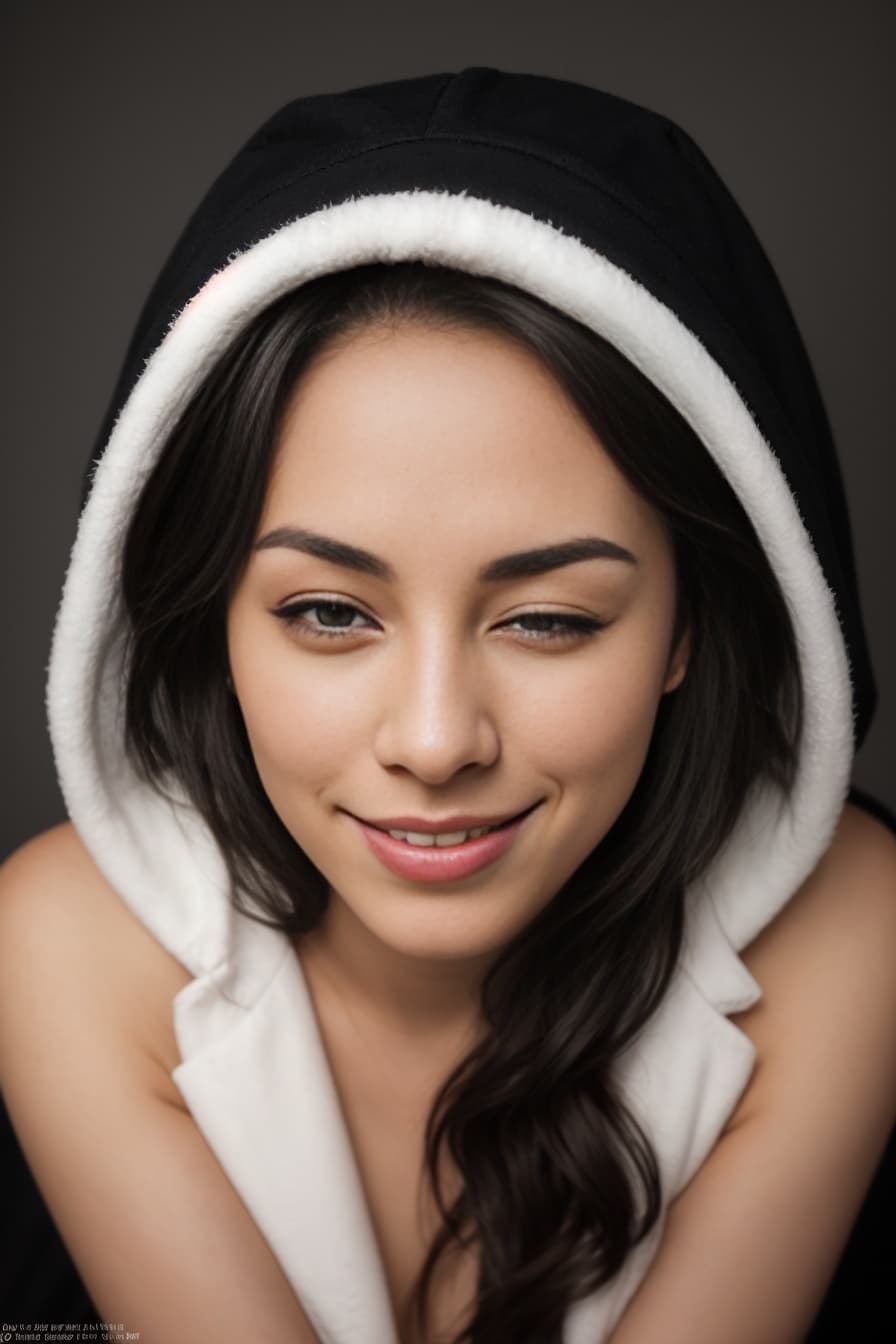Young adult hoodie tease closeup