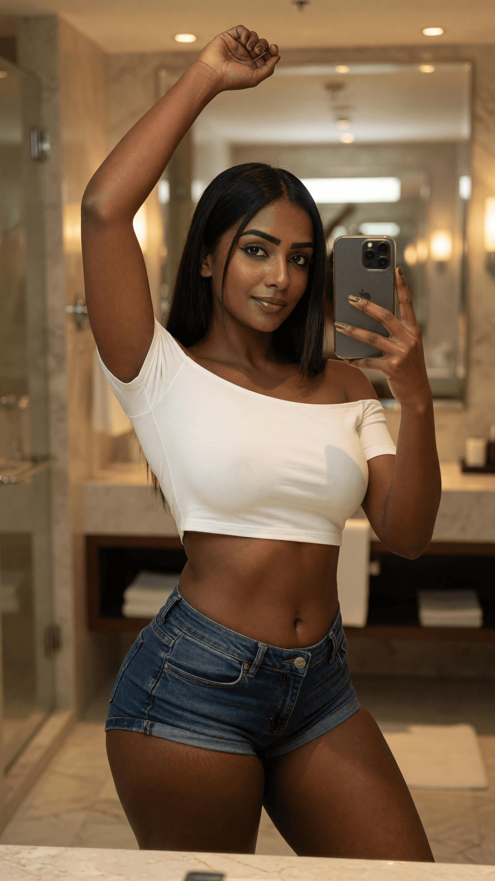 Curvy selfie in hotel bathroom