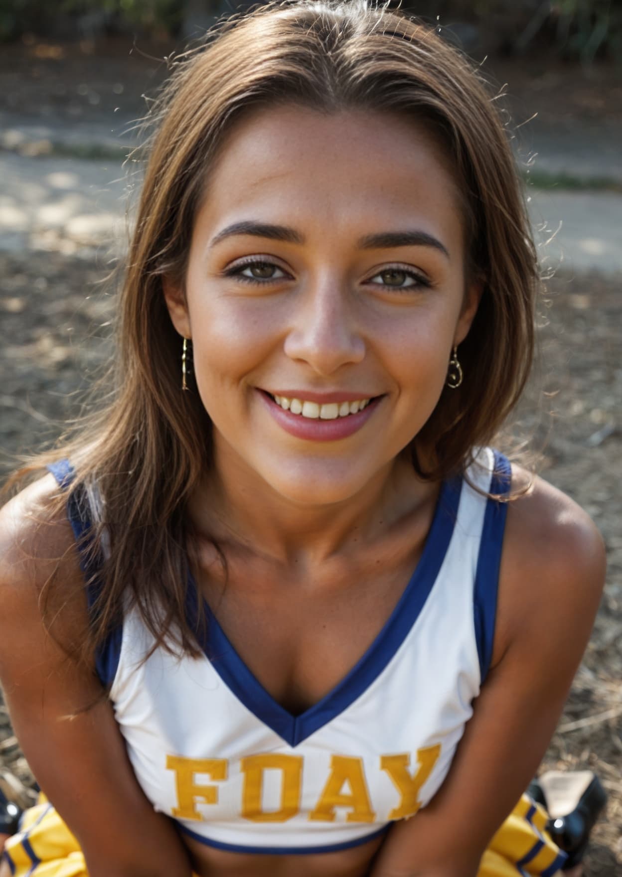 Cheerleader cleavage close up selfie