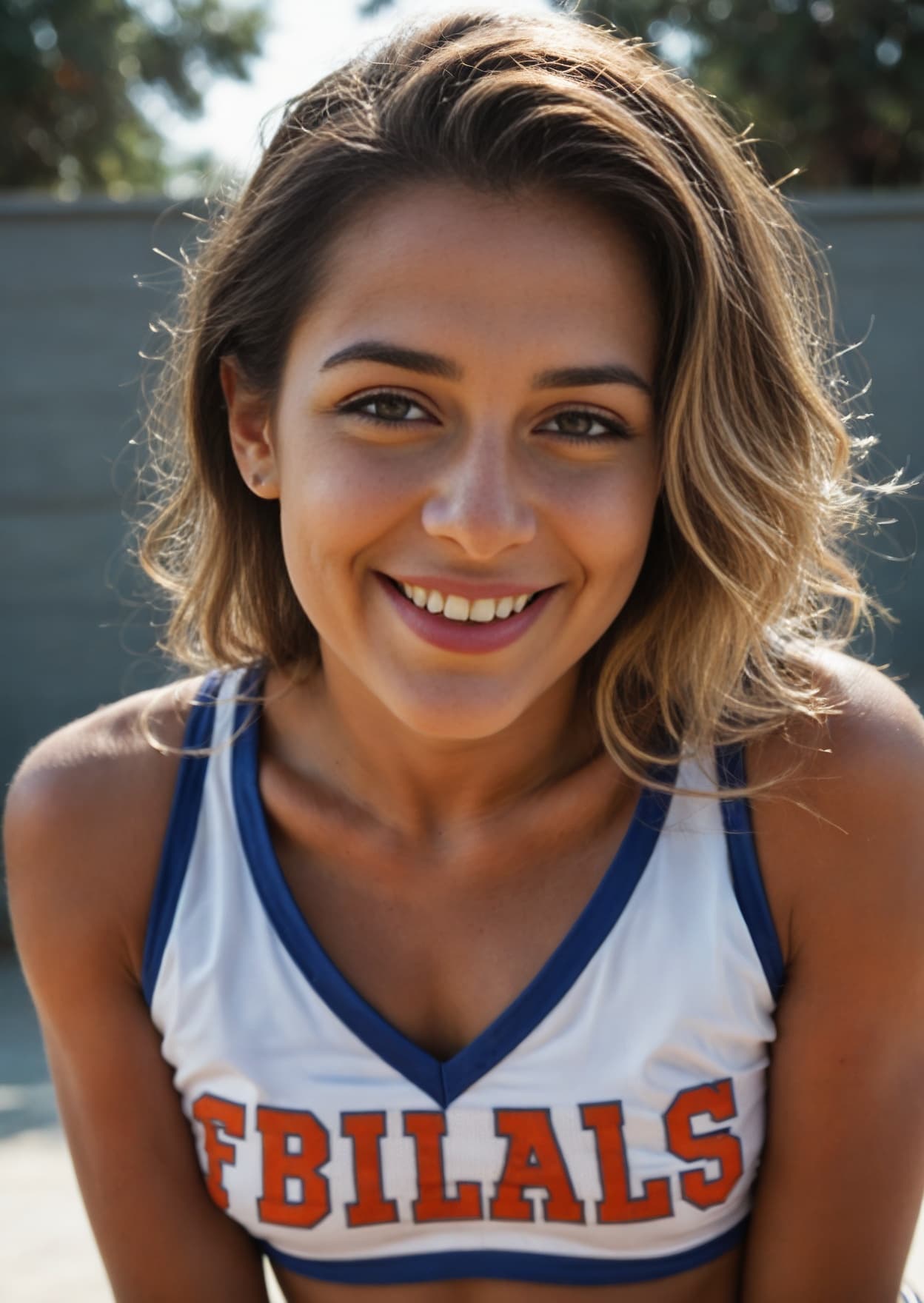 Cheerleader POV selfie in sunlight