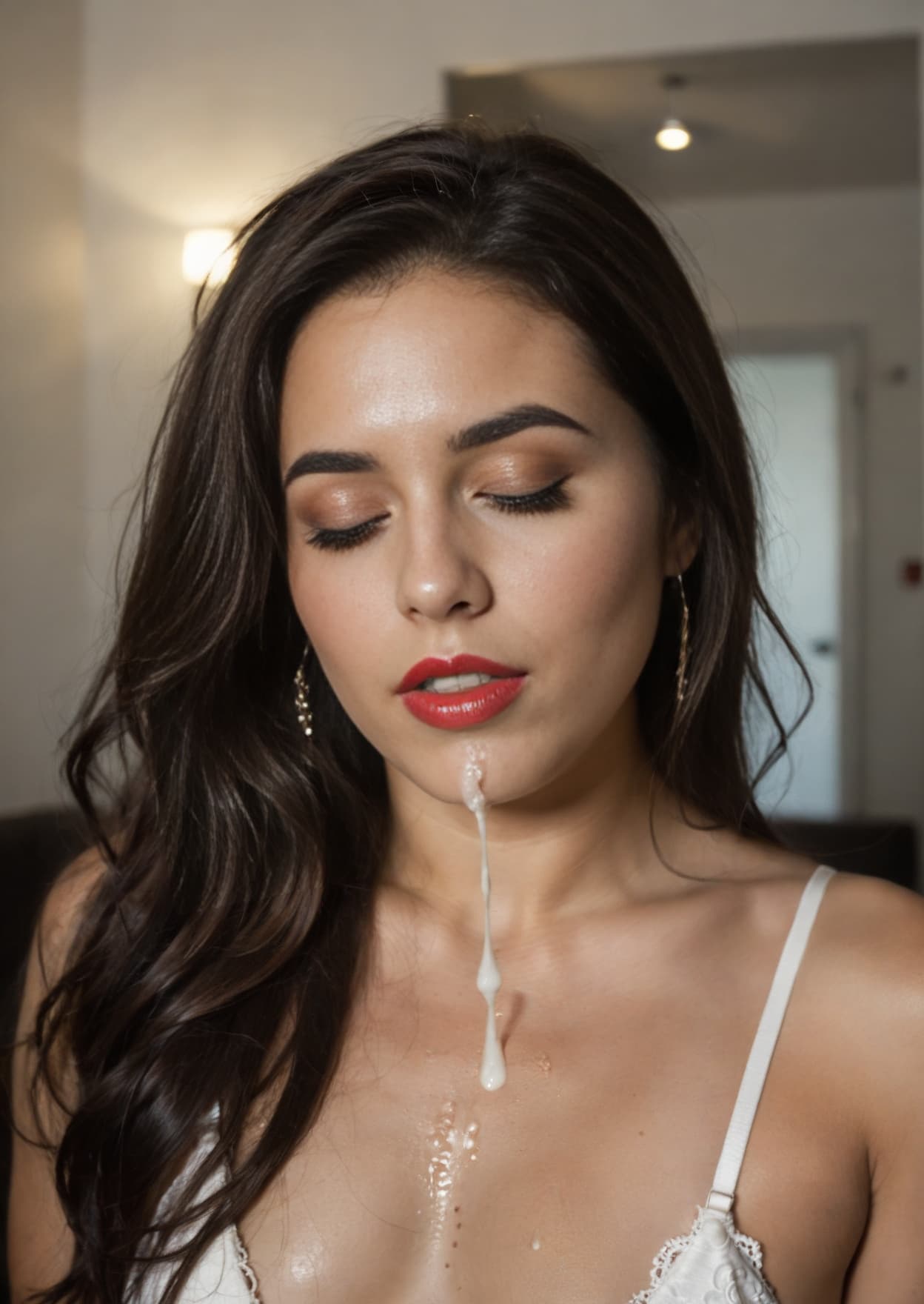 Cum on curvy Latina tits