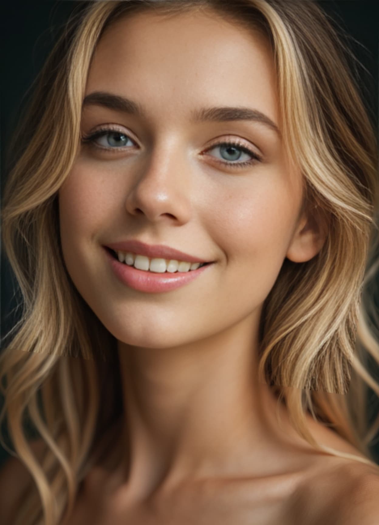 Blonde blue eyes close up gaze