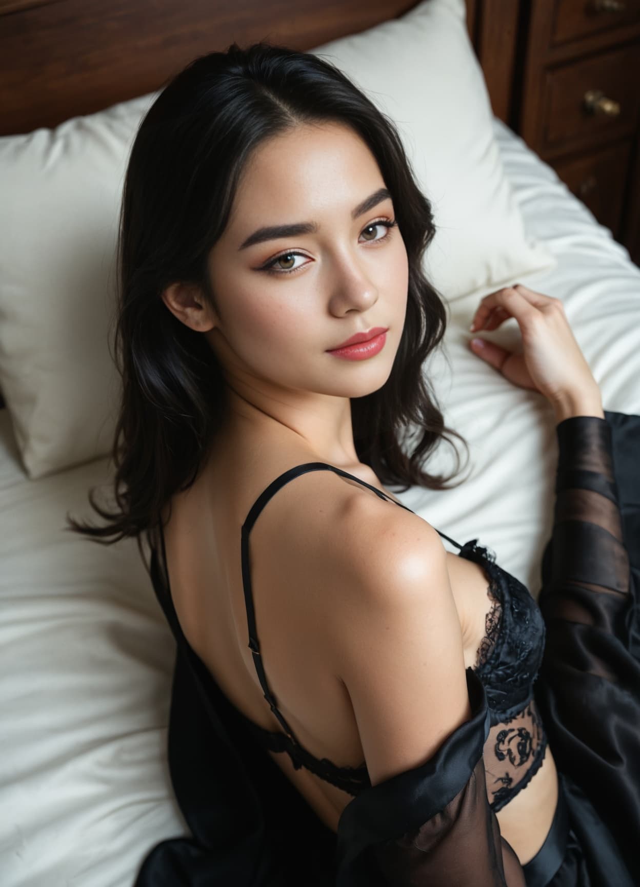 Young adult in silk robe