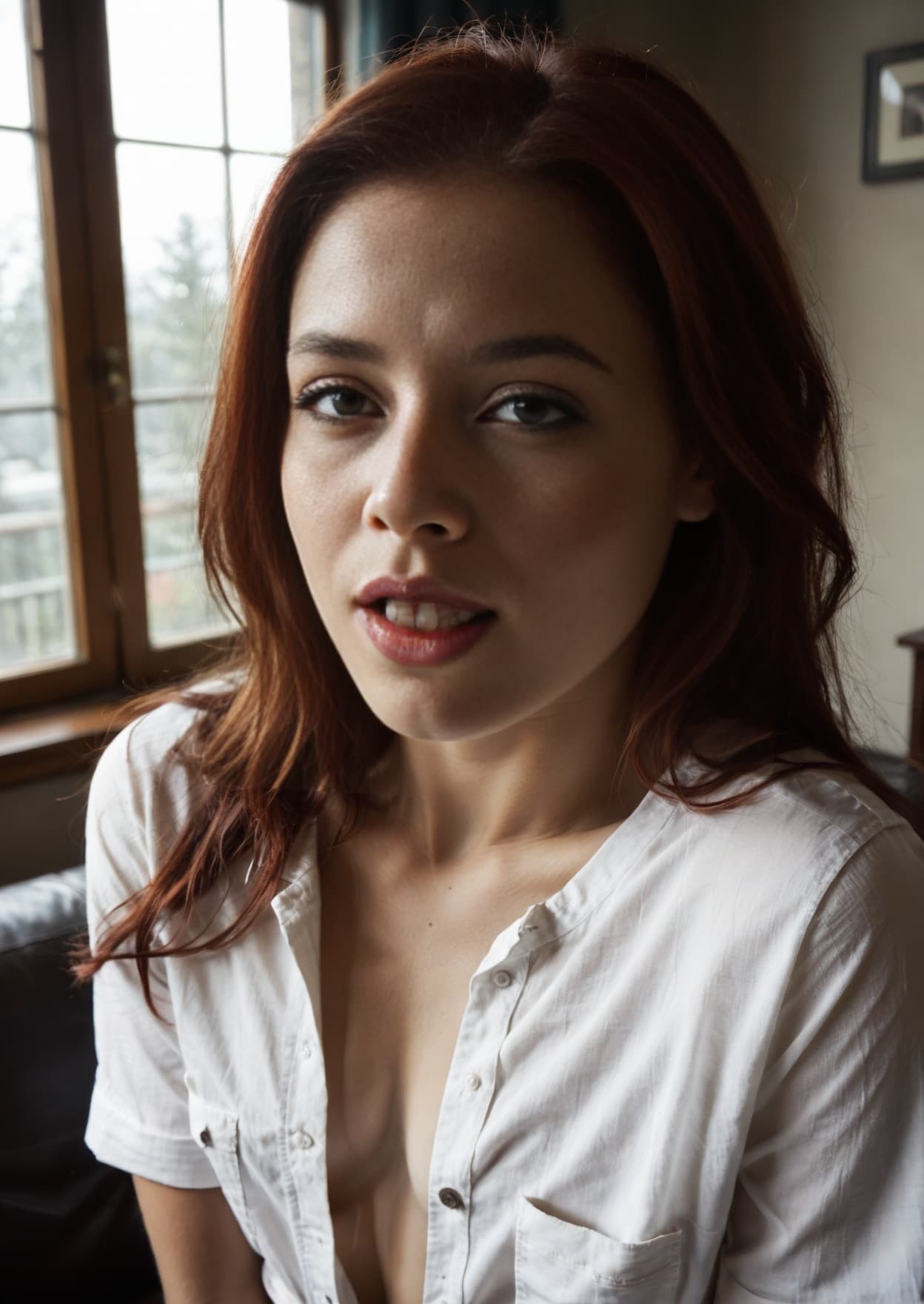 Open shirt in sunlit living room