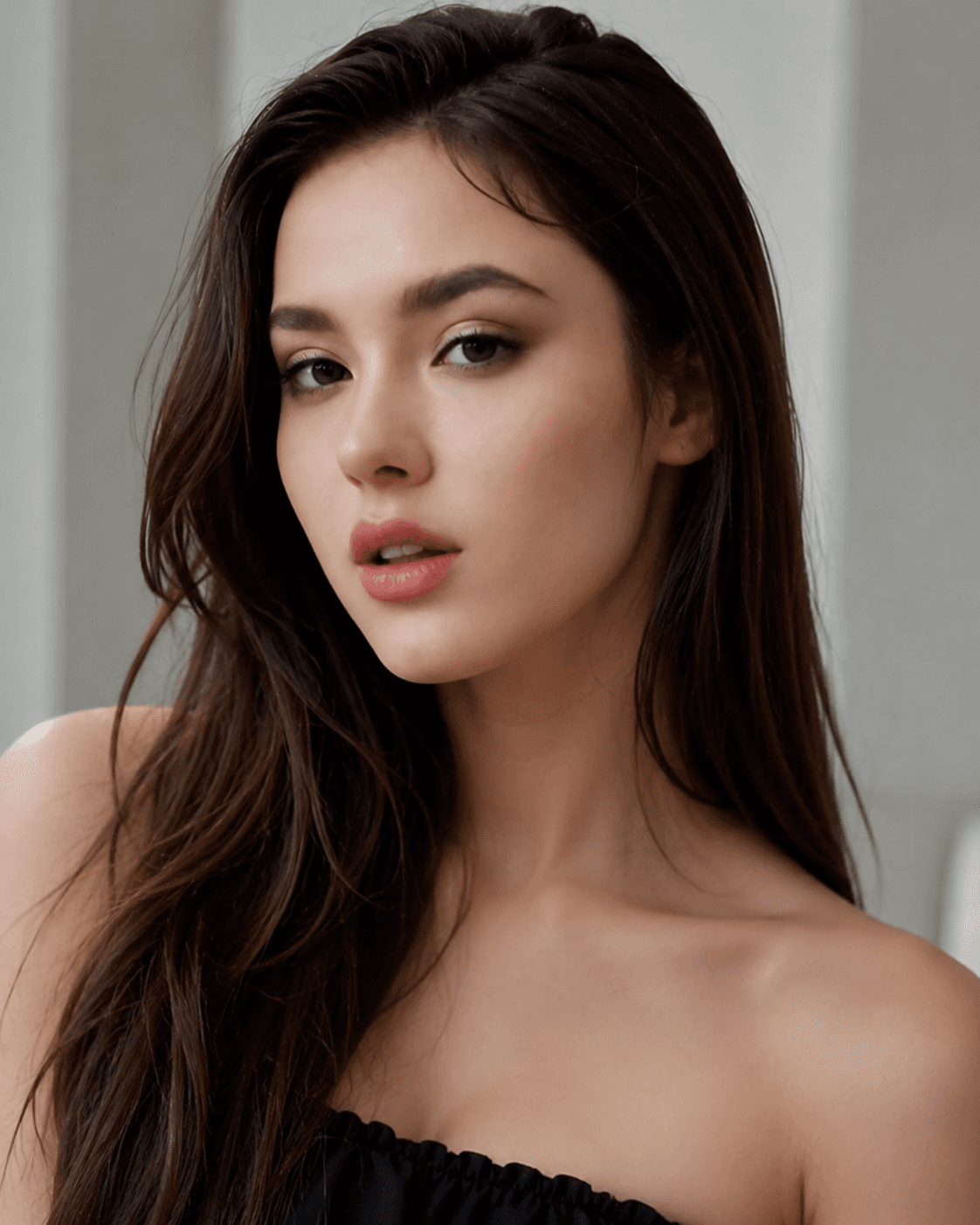 Young adult brunette close-up portrait
