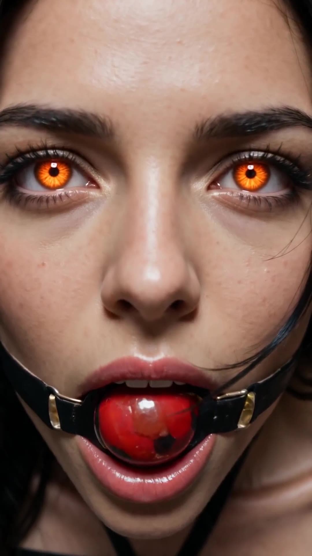 Close-up O-ring gag ball extreme facial