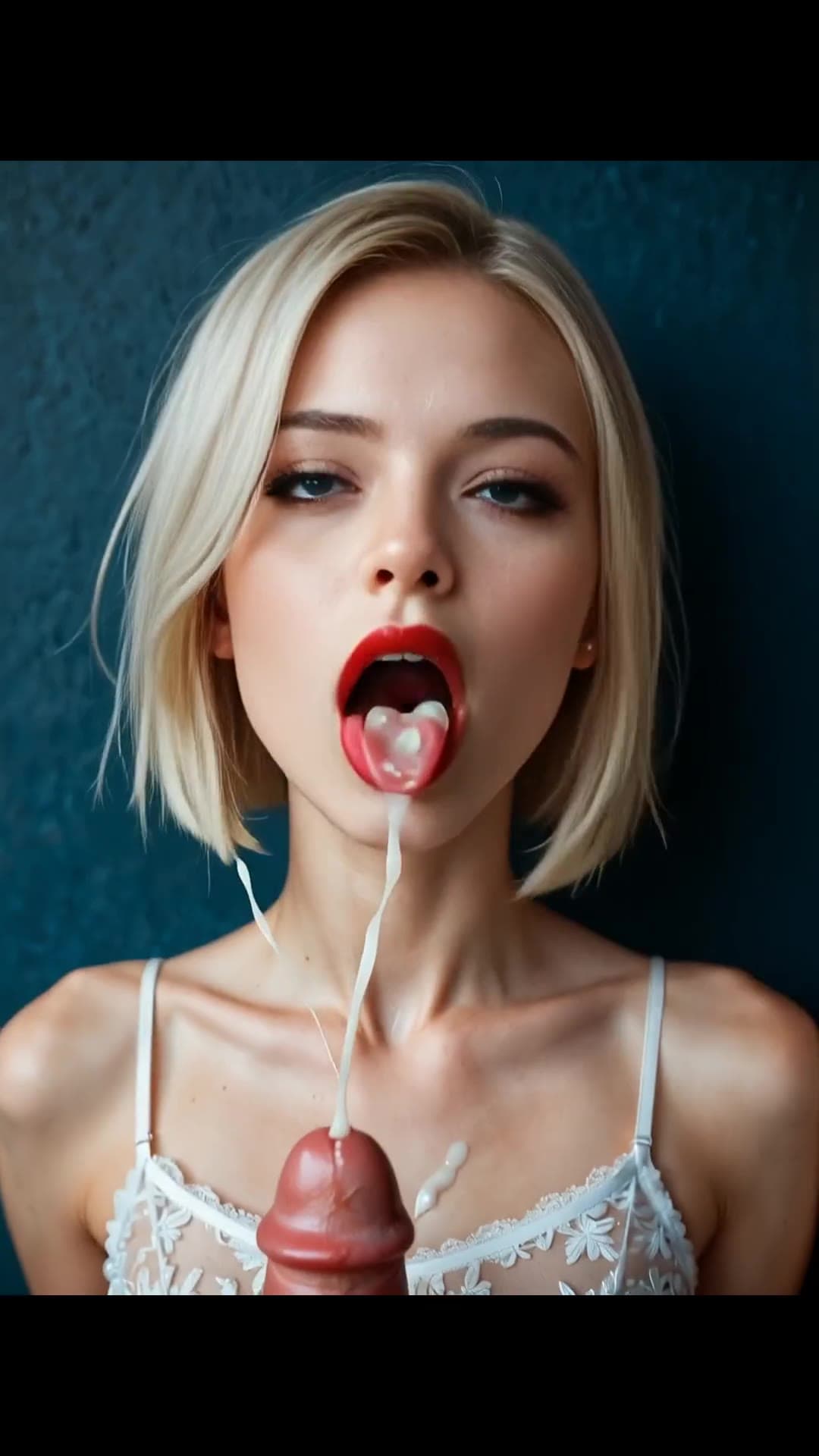 POV facial cumshot on blonde bob babe