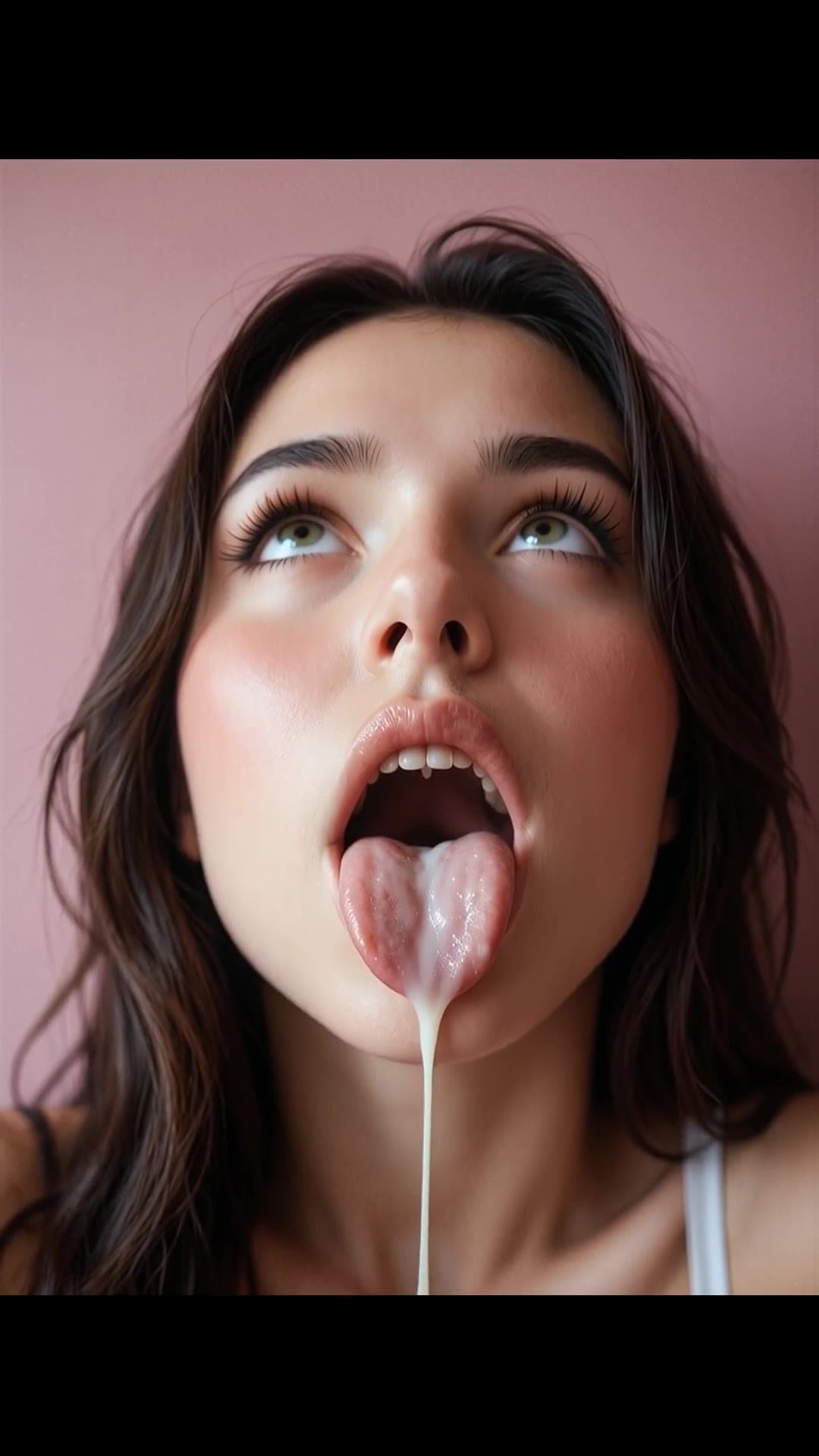 Pink wall facial close up on fair skin