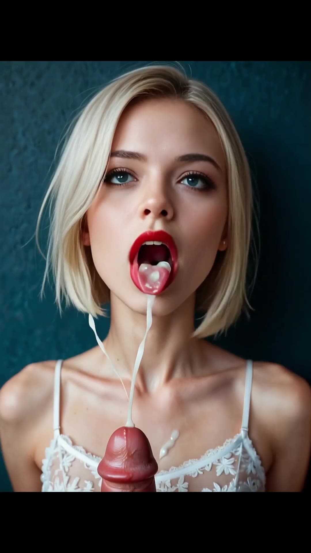 POV cumshot on tongue close-up