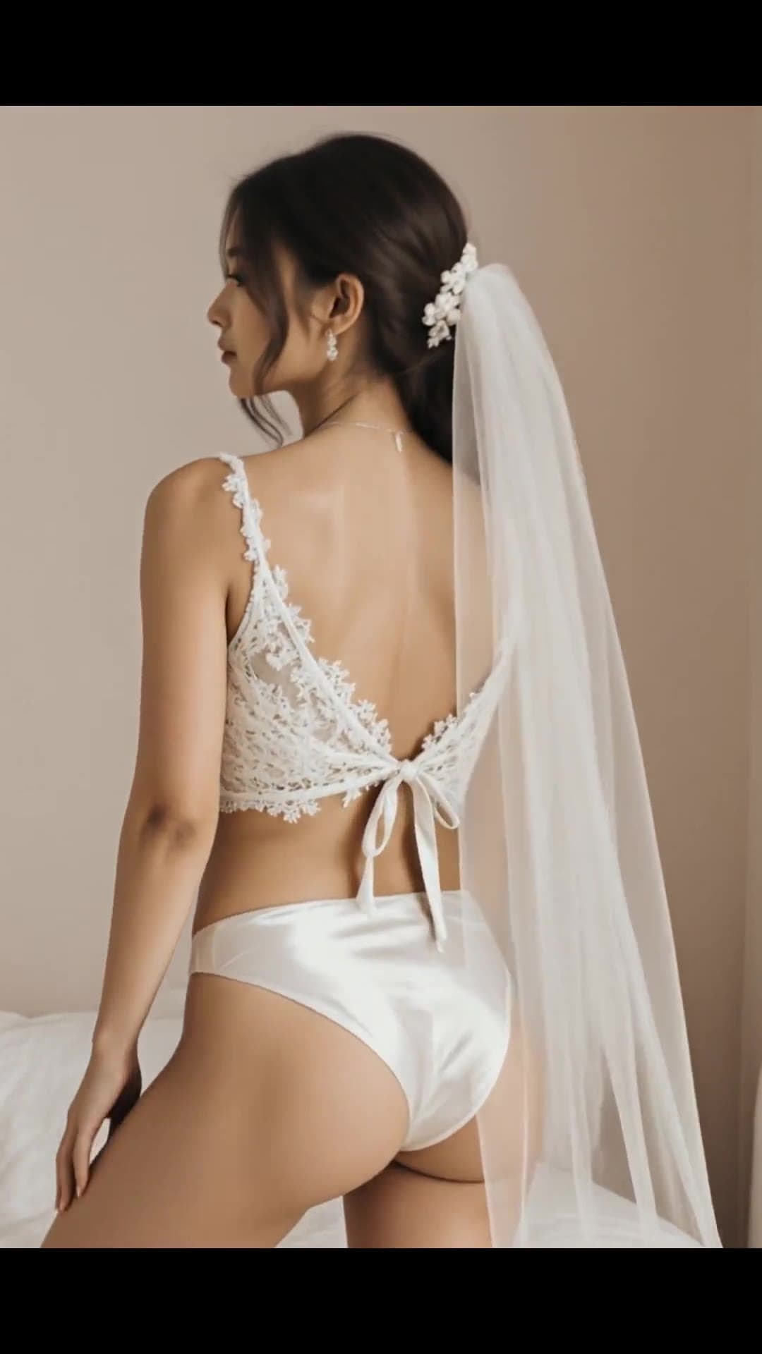Early 20s Asian in white bridal lace