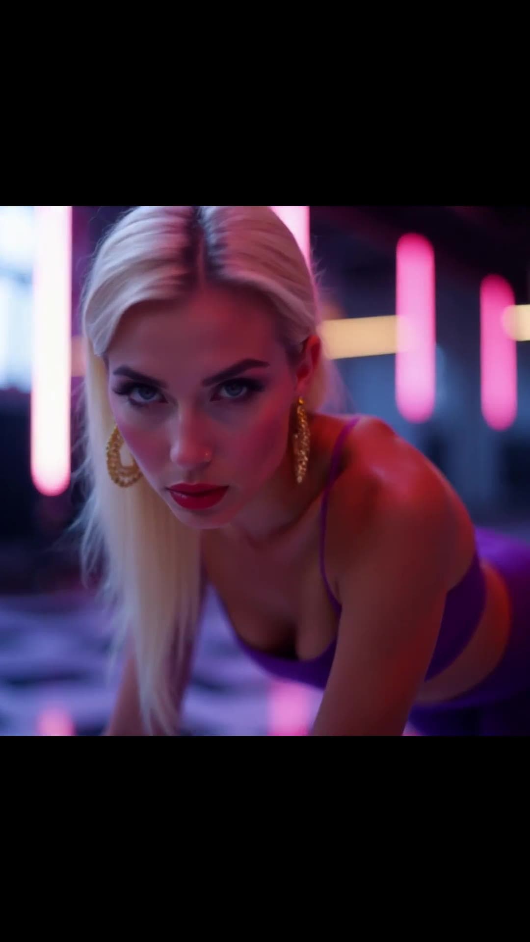 Low angle neon close up