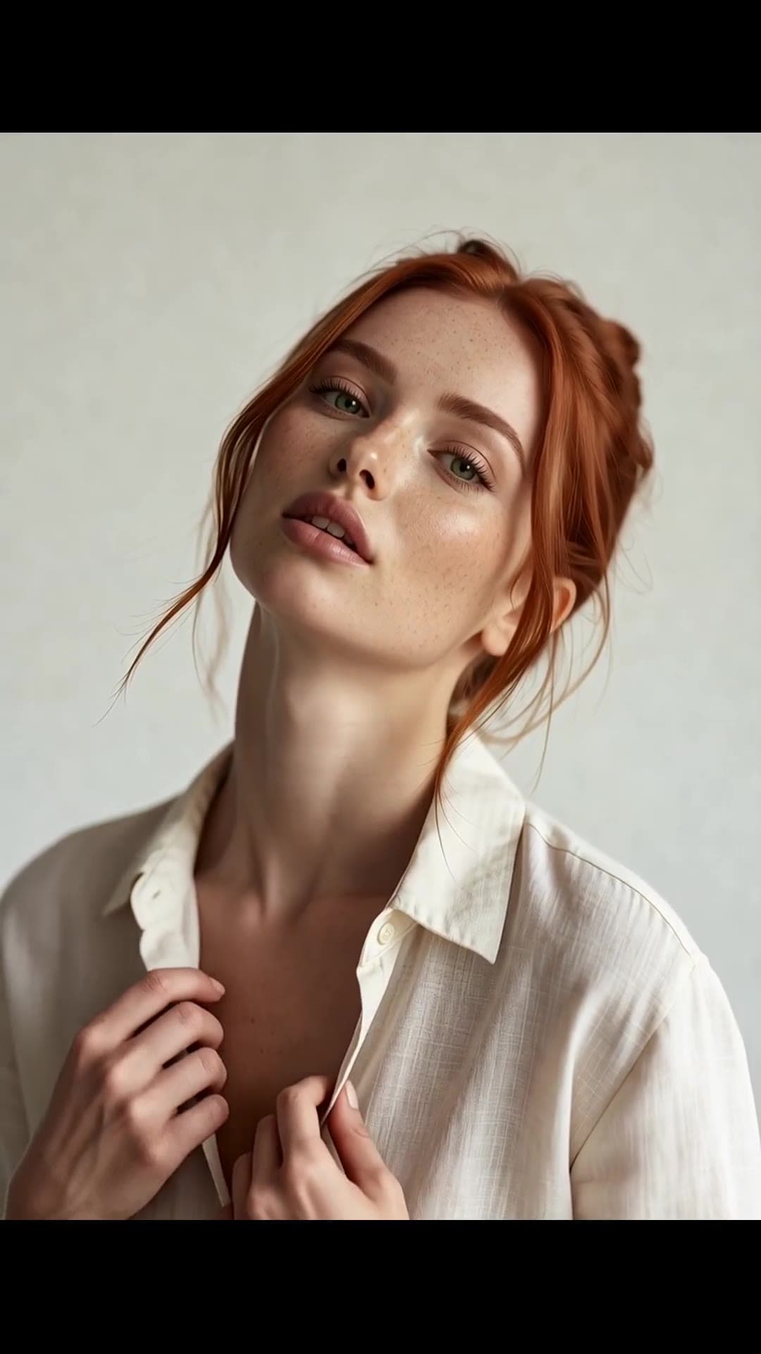 Redhead green eyes close-up