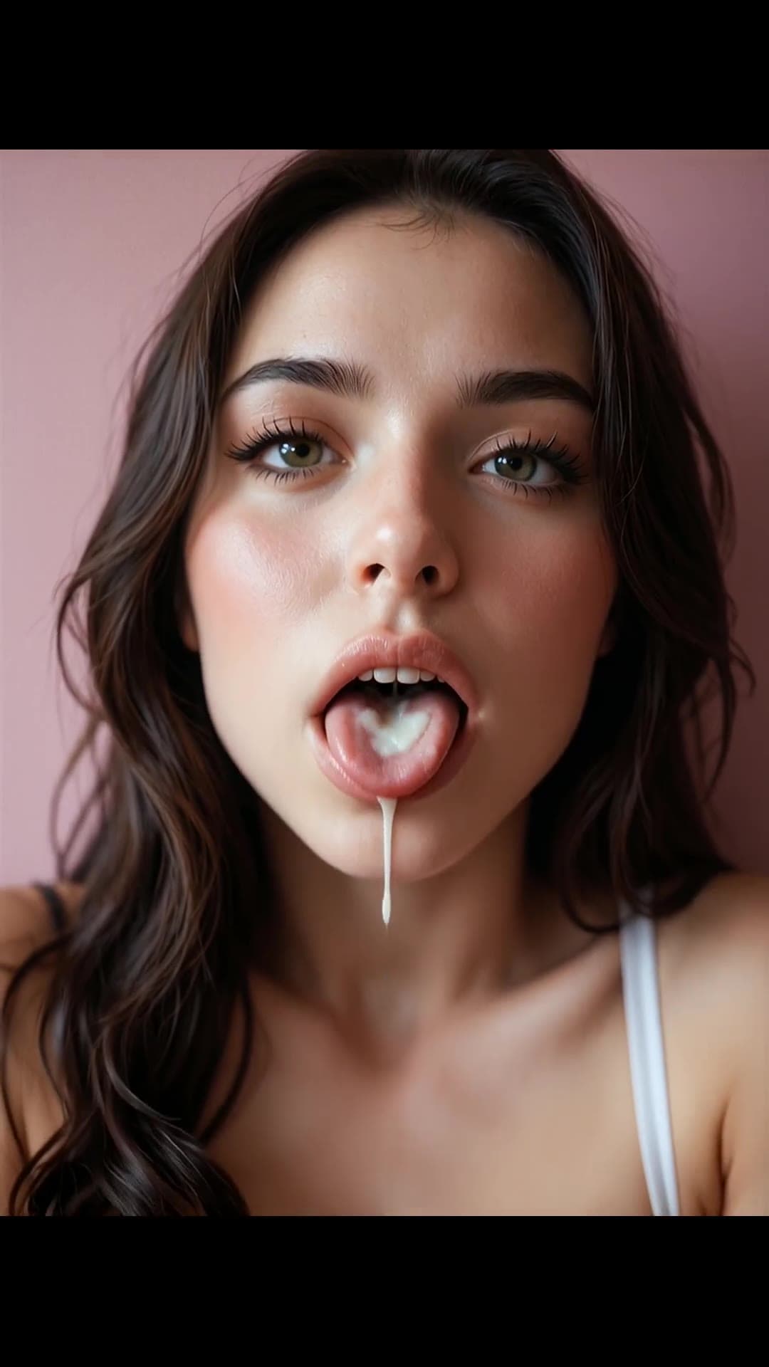POV cum on tongue close-up