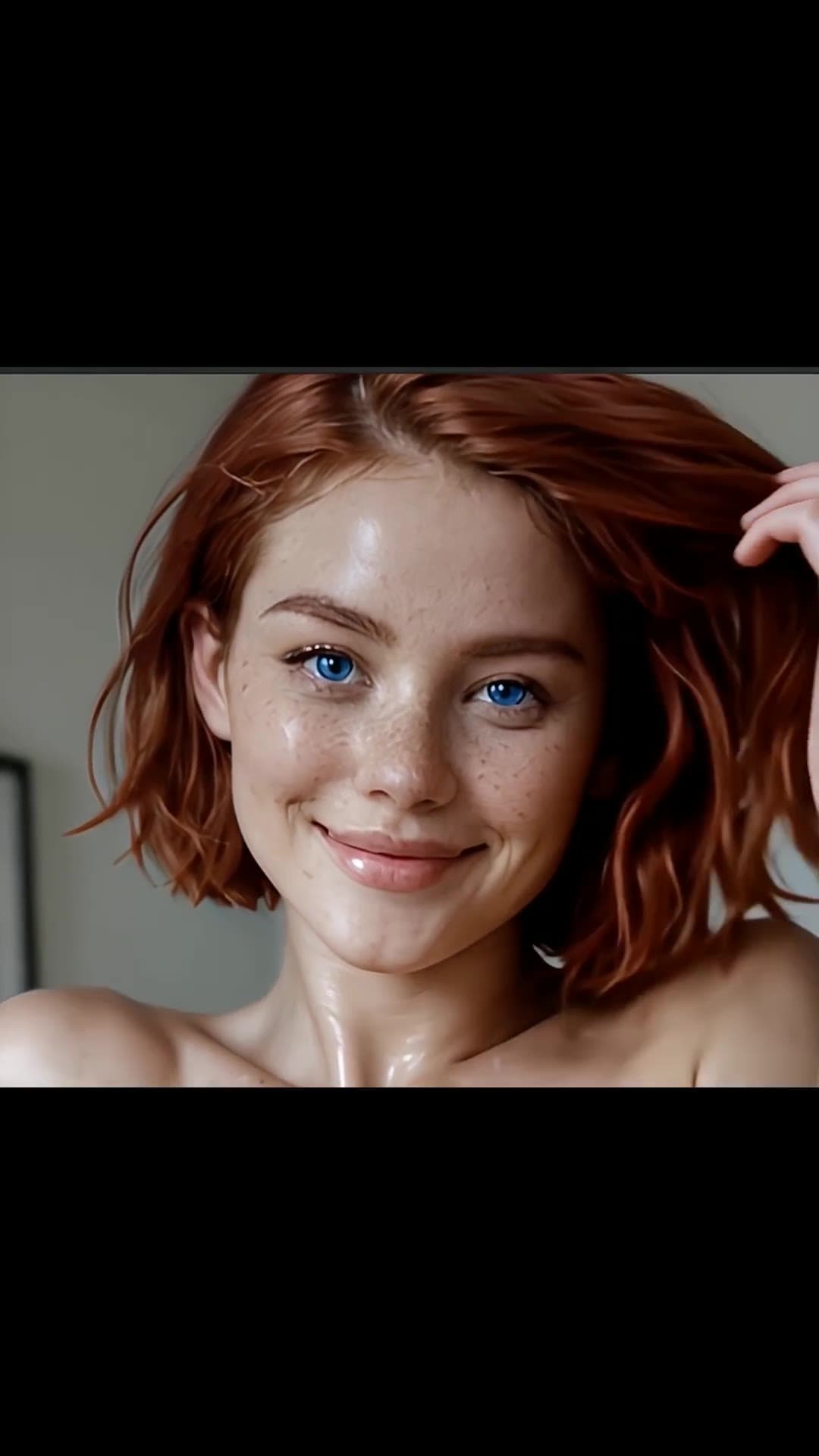 Redhead topless close-up portrait