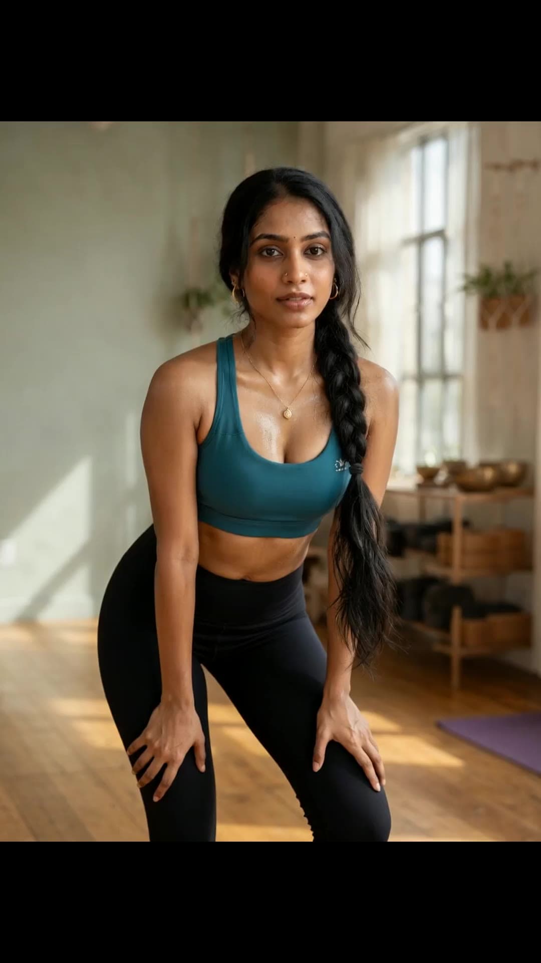 Yoga studio full body in leggings