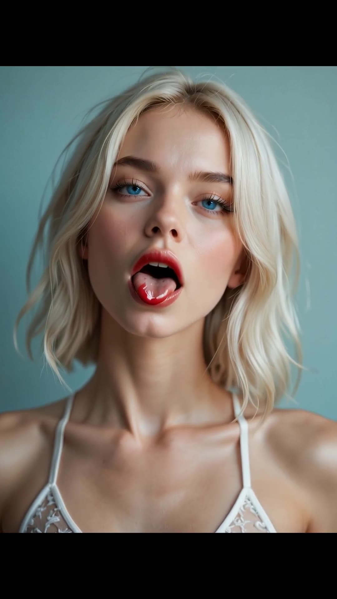 Low angle lace bralette close-up