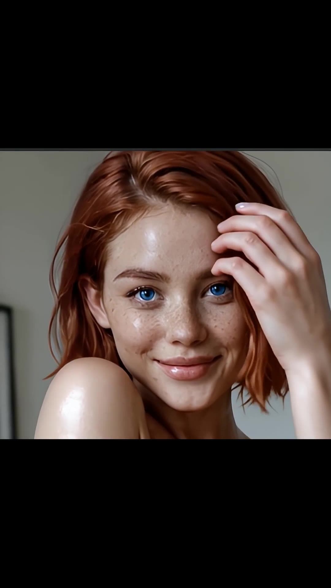 College girl close-up with freckles