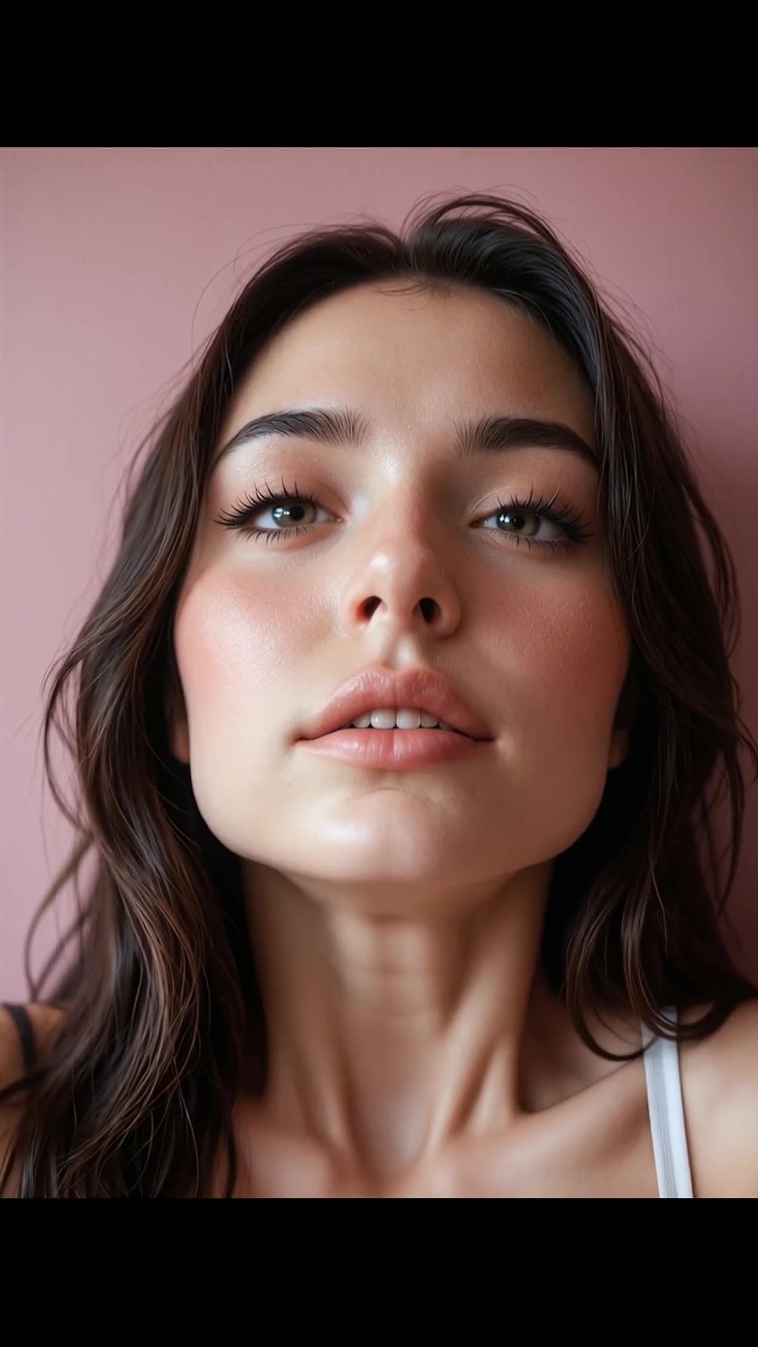 Glossy lips close-up selfie