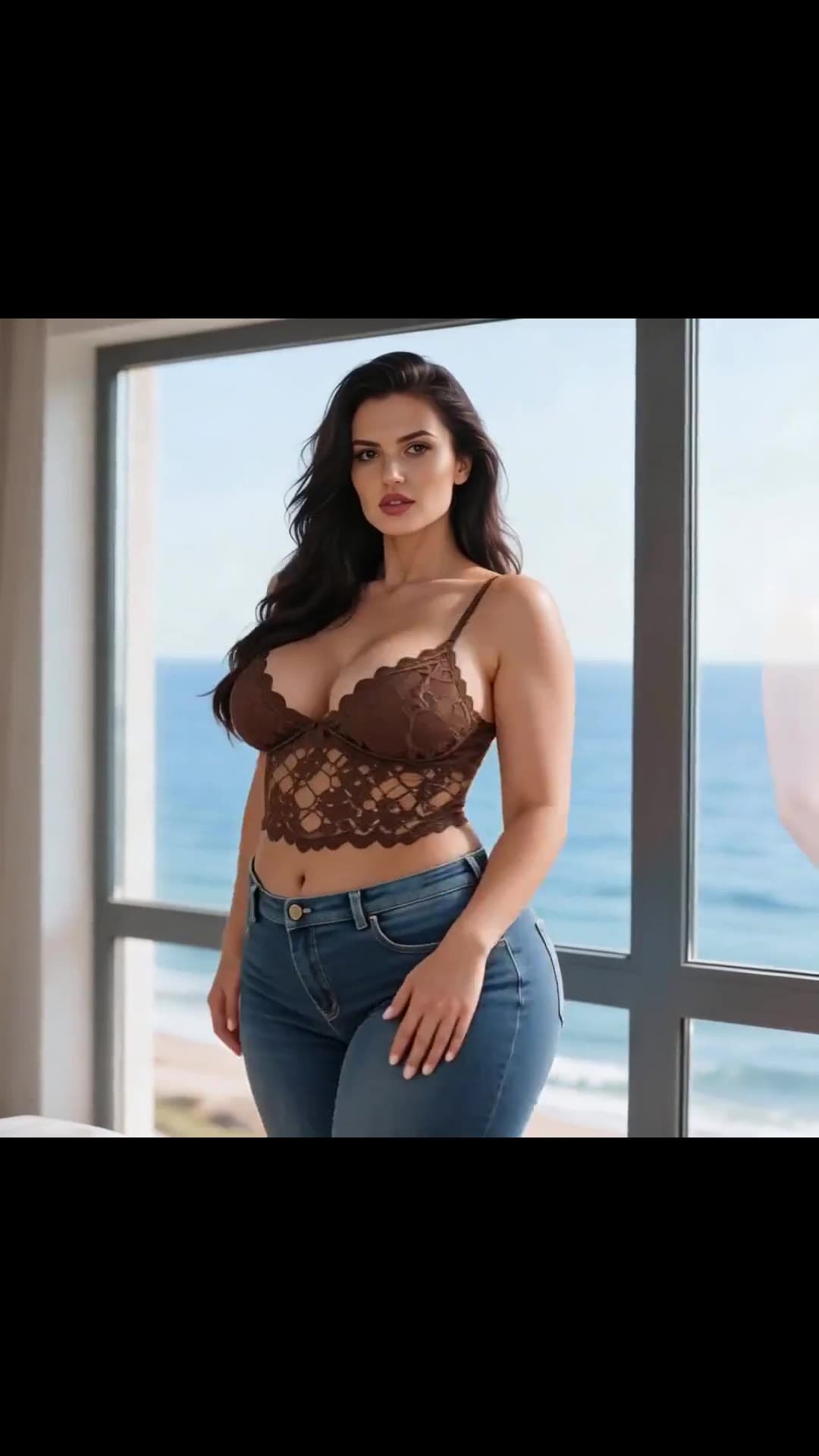 Big natural tits in sheer lace camisole