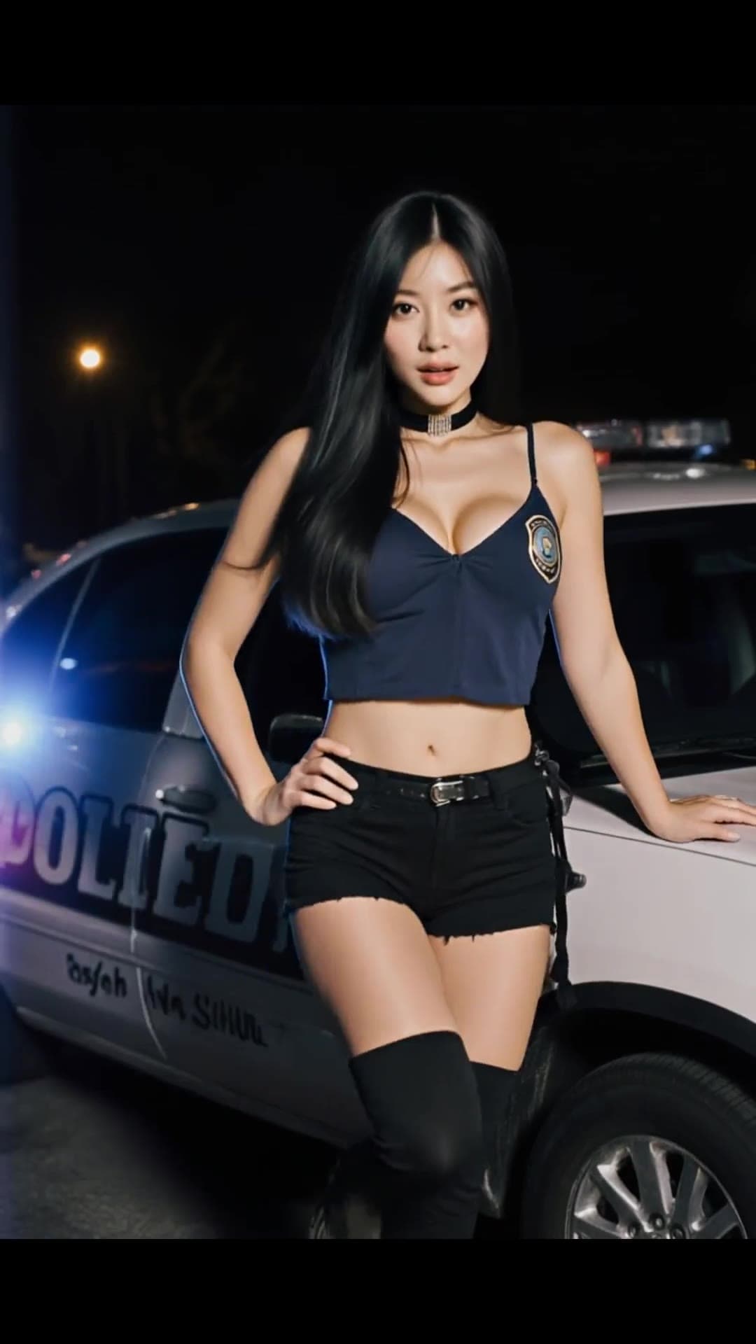 College cop outfit flashing lights