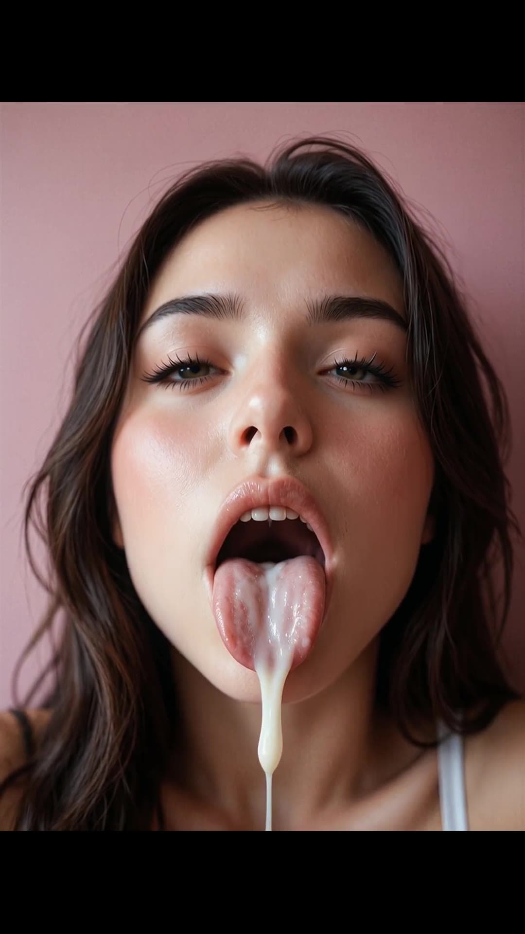 Cum on tongue close up facial