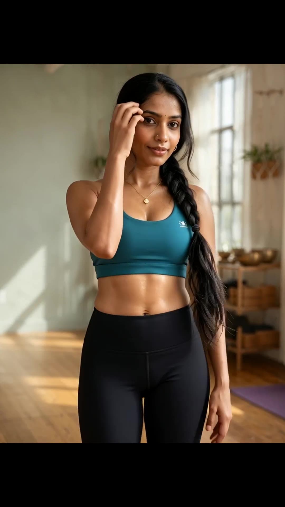 Full body yoga pose in studio